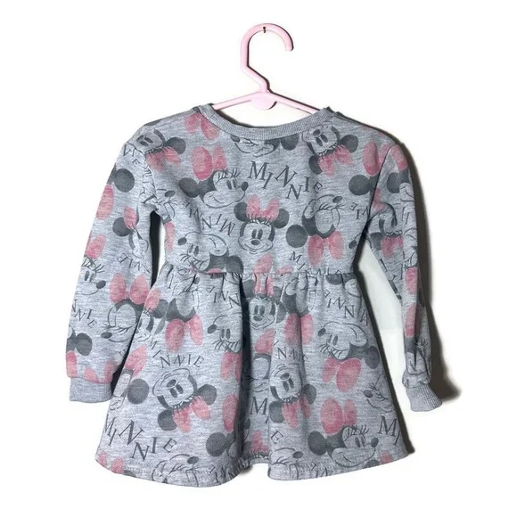 Disney Junior Minnie Mouse Gray Long Sleeved Sweater Dress Girls Size 12 Months - Picture 2 of 6
